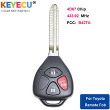 Chave de carro com controle remoto keyecu, para toyota 2005 2006 2007 2008 hilux, fob 3 botões-433.92mhz-4d67, chip-modelo: b42ta 2024 - compre barato