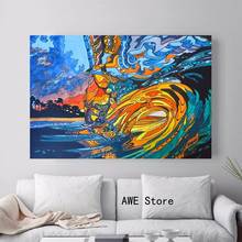 Abstracto hawaii onda de surf cartazes e impressões arte da parede quadro decorativo pintura em tela para sala estar decoração casa sem moldura 2024 - compre barato