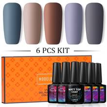 Modelones Nail Art Grey Color Series UV Gel Nail Polish Soak Off Matte Top Coat Gel Set Semi Permanent Hybrid Nail Polish Gel 2024 - buy cheap