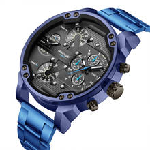 Роскошные деловые часы с двойным временем, спортивные кварцевые часы с хронографом, с красной стальной полосой, стиль dz relogio masculino 2024 - купить недорого