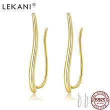 LEKANI Sterling Silver 925 Jewelry Trendy Clip Earrings For Women Minimalist Gold Color Slim Ear Clips Elegant Female Party Gift 2024 - buy cheap