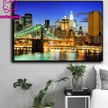 Full Diamond Embroidery Brooklyn Bridge Diy Diamond Painting Cross Stitch Needlework Square round Diamond Mosaic Pattern Decor 2024 - buy cheap