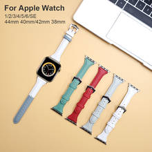 Ремешок кожаный тонкий для Apple Watch Band 40 мм 38 мм, браслет для iWatch Series 1 2 3 4 5 6 SE 44 мм 42 мм 2024 - купить недорого