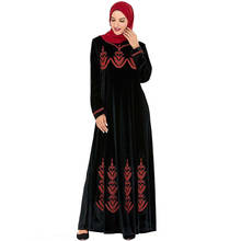 Средний Восток большой размер длинная юбка мусульманское вышитое толстое женское платье арабское Дубай Рамадан Молитвенное консервативное платье 2024 - купить недорого
