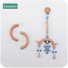 Bopoobo 1pc Three holes Baby Wooden Teether Semi Ring Beech 96mm Wooden Unicorn Teething For New Born Toys Play Gym Diy Teethers 2024 - buy cheap