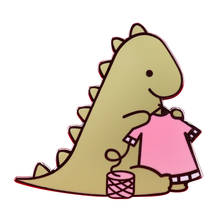 Pequeno dinossauro tricô pino esmaltado broche de crochê lindo pino animal presente para crianças 2024 - compre barato
