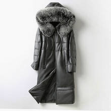 Chaqueta de piel auténtica con capucha para Mujer, abrigo largo de piel de zorro, plumón de pato, ZXL572 KJ3388, invierno, 2020 2024 - compra barato