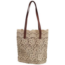 Bolsa de ombro feminina, bolsa de ombro grande de renda, da moda, floral, tote feminina de luxo, sacola de compras para mulheres (champanhe) 2024 - compre barato