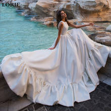 LORIE Princess Wedding Dress A-Line Bride Dresses Satin Boho 2020 Dubai Wedding Gowns Custom Made 2024 - buy cheap