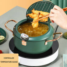 OAPE Kitchen Deep Frying Pot Thermometre Tempura Fryer Pan Temperature Control Fried Chicken Pot Cooking Tools Stainless Steel 2024 - buy cheap