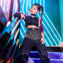 Jeans Outfit Girls One-Sleeve Shirt Hip Hop Jazz Costumes Performance Team Service Street Dance Competition Clothing Suit YS1412 2024 - buy cheap