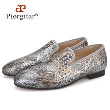 Piergitar 2020 New style poker prints men PU shoes fashion men smoking slipper for banquet and party plus size men's loafers 2024 - buy cheap