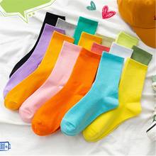 Summer Autumn Cool Girl Solid Women Socks Fluorescent Color Ladies Students Casual Colorful Blue Pink Yellow Mid Hip Hop Socks 2024 - buy cheap