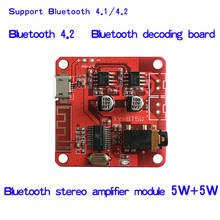 MINI receptor de Audio DC 3,7 V, 5V, Bluetooth 4,2, 5w + 5w, placa amplificadora DE POTENCIA ESTÉREO pequeña, bluetooth amp 2024 - compra barato