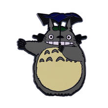 Bonito verde totoro esmalte broche japonês hayao miyazaki cartoon