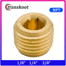Transkoot 5pcs Brass Hose Fitting Brass Copper Countersunk Hex Sock Plug with NPT Thread 1/8" 1/4" 3/8" 2024 - buy cheap