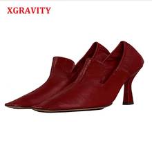 XGRAVITY New Spring European Vintage High Heel Pumps Sexy High Heel Shoes Elegant Sexy Ladies Shoes Woman Square Toe Shoes A254 2024 - buy cheap