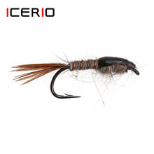 ICERIO-cebos para pesca con mosca, cebo con orejas de liebre, ninfas, trucha, 8 Uds., #12 2024 - compra barato
