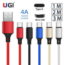 УГИ 4A Быстрый зарядный кабель Type C USB-C и Micro USB Android кабель для передачи данных мобильный телефон для Samsung OnePlus + Xiaomi HTC 2024 - купить недорого