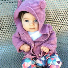 Куртка для новорожденных девочек, детское трикотажное пальто с длинными рукавами, Осенняя детская верхняя одежда, пальто с капюшоном для мальчиков, розовая куртка для девочек 6 мес.-18 месяцев 2024 - купить недорого