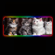 MRGBEST черно-белый коврик для мыши с котом, коврик для мыши RGB, большой Настольный коврик, компьютерная клавиатура, игровой коврик, коврик для мыши 2024 - купить недорого