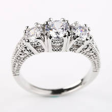 Requintado zircão cúbico anéis para mulher cor de prata clássico noivado anel de casamento jóias acessórios menina amigo presente 2024 - compre barato