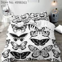 Juego de ropa de cama para niñas, juego de edredón con estampado 3d de mariposa voladora, color blanco y negro, 2/3 piezas 2024 - compra barato