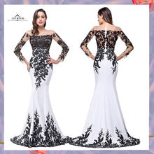 FATAPAESE Robe De Soiree  Long Sleeve Evening Dress 2021 Sexy Cap Sleeve Black Lace Mermaid Prom Dresses Vestido de Festa 2024 - buy cheap