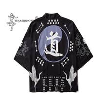 Kimono tradicional samurái negro para hombre y mujer, ropa de calle japonesa, cárdigan, chaqueta japonesa, camisa Yukata 2024 - compra barato