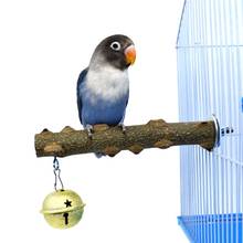 Barra de madera de 15/20cm para pájaros, palo de pie con campana, estación para loros, soporte para perca, juguete, accesorios para jaula de pájaros 2024 - compra barato