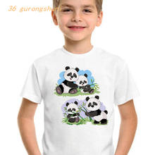 Camiseta para niño y niña, tops con estampado de oso animal, ropa para niño y niña de 8 a 12 años con dibujos animados de panda 2024 - compra barato