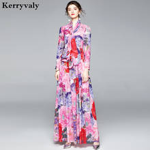 Bohemian Holiday Chiffon Printed Summer Maxi Beach Dress vestidos za verano 2022 Long Sleeved Lining Dress with Silk Scarf K9228 2024 - buy cheap