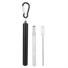 Foldable Reusable Drinking Straw Portable Stainless Steel Telescopic Straw+Brush 2024 - buy cheap