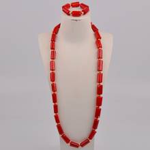 Genuine Coral Beads Bracelet Necklace Set African Groom Nigerian Men Jewelry Sets Red Jewellery Set 1-A-04 2024 - buy cheap