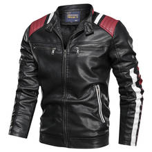2019 Autumn Winter Men's Leather Jacket Casual Fashion Stand Collar Motorcycle Jacket Man Slim Warm Leather Jacket Coat For Men 2024 - buy cheap