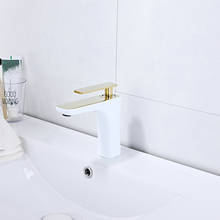 Grifos de lavabo LIUYUE, negro/oro, latón, mezcla de colores, grifo de lavabo de baño, manija individual, grifo mezclador de agua fría montado en la cubierta del agujero 2024 - compra barato