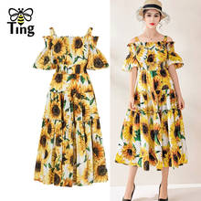 Tingfly-vestido com estampa floral de girassol, primavera-verão 2021, vestidos casuais 2024 - compre barato