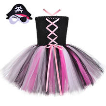 Платье-пачка для маленьких девочек, косплей костюм пирата для девочек, маскарадные платья, детские костюмы на Хэллоуин с пиратской шляпой, маской, искусственная кожа 2024 - купить недорого