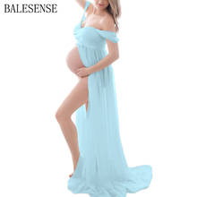 Lace Chiffon Gown Split Front Maxi Pregnancy Dresses Photography Sexy Off Shoulder Maternity Dress for for Photo Shoot Pregnant 2024 - buy cheap