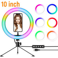 RGB LED Ring Light 10inch with table Tripod Stand Kit for Camera Phone Selfie Video Dimmable makeup video Live Stream studio You 2024 - buy cheap
