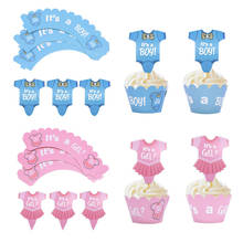 1set Cupcake Paper Cups edges Blue Pink Cake Toppers Baby Shower Birthday Party Gender Reveal Decor Supplies Baking Pastry Tools 2024 - buy cheap