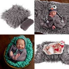 Baby Photo Props Fluffy Blanket + Ripple Wrap Set Newborn Photography Wrap Mat - Gray 2024 - buy cheap