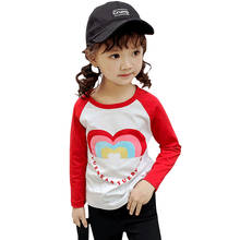 Camisetas infantiles de retales para niña, camiseta con letras, ropa con patrón de corazón para niña 6 8 10 12 14 2024 - compra barato