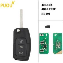 3 Button Flip Folding Remote Control car Key for Ford  Focus mondeo Fiesta key Fob Case 433MHz 4D63 Chip 2024 - buy cheap