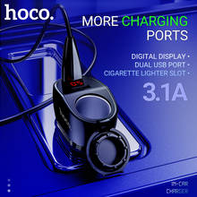 hoco автомобильное зарядное устройство с двумя USB 3.1A порт прикуривателя 96W сплиттер прикурка быстрая зарядка в машину адаптер питания LED дисплей 2 юсби портативный зарядник в авто юсб зарядка для авто в прикурку 2024 - купить недорого