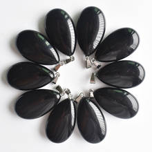 Colgantes de piedra negra natural para la fabricación de joyas, venta al por mayor, 10 unids/lote, 2020 2024 - compra barato