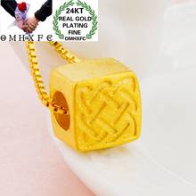 OMHXFC Wholesale PN380 European Fashion Hot Fine Woman Man Party Birthday Wedding Gift Round Square Bead 24KT Gold Pendant Charm 2024 - buy cheap