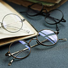 Retro redondo titânio óculos armações homem feito à mão óculos ópticos prescrição miopia leitura mulher óculos 2024 - compre barato