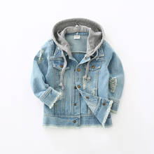 Crianças jeans casaco novo casaco de bebê meninas outono com capuz moda superior uma geração de gordura crianças jaqueta coreano roupas infantis 2024 - compre barato