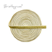 BRISTLEGRASS 5 Yard 3/8" 10mm Gold Metallic Glitter Non-foldover Elastics Spandex Band Shoulder Bra Strap Lingerie DIY Lace Trim 2024 - buy cheap